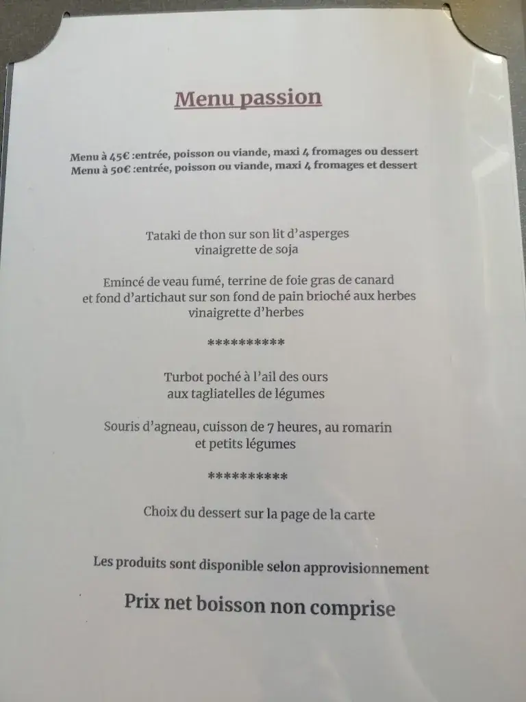 Menu_Auberge du PONT DE SORGES_Ponts-de-Cé_image_2