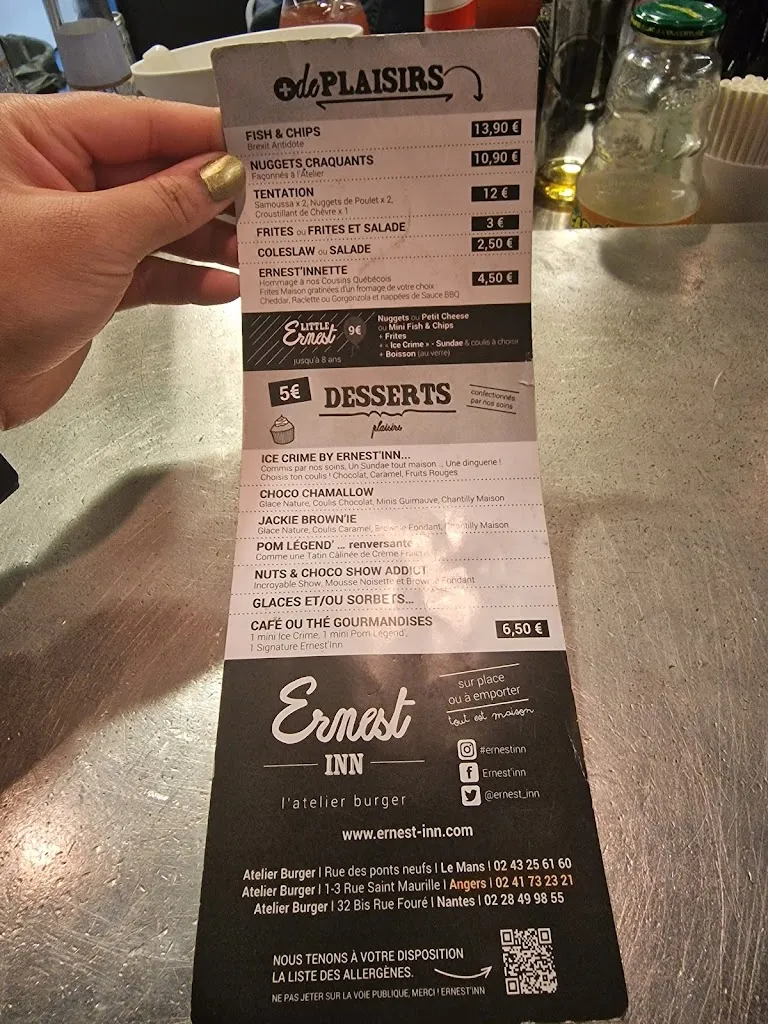 Menu_Ernest Inn Angers_Angers_image_4