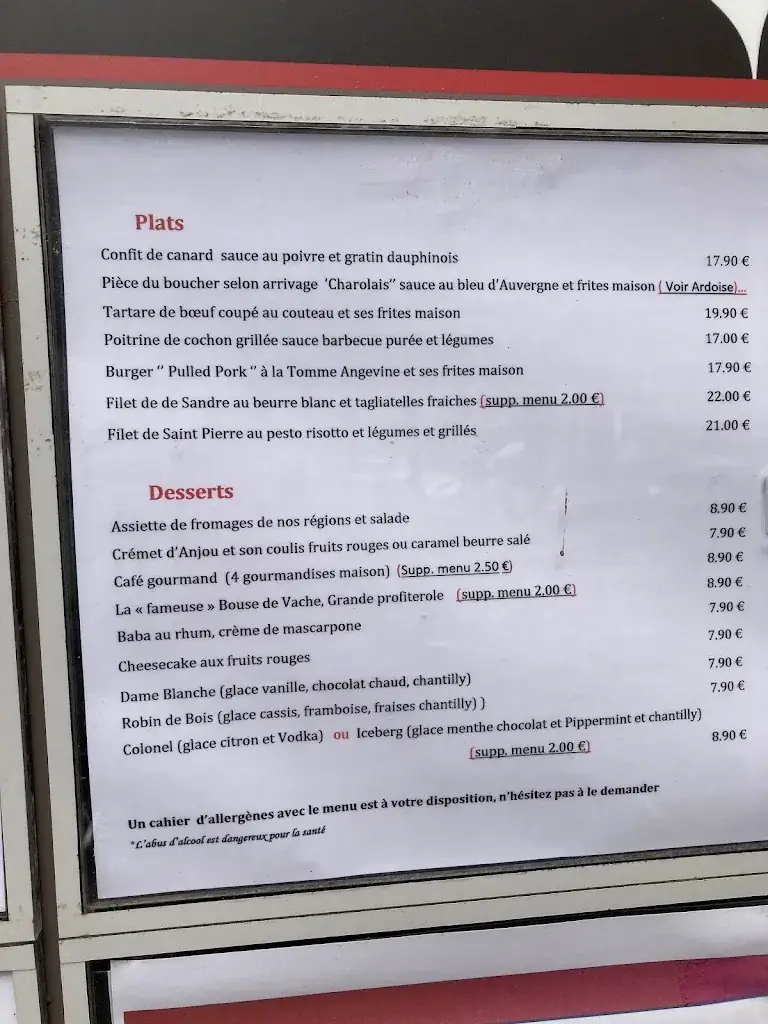Menu_Restaurant La Ferme Angers_Angers_image_3