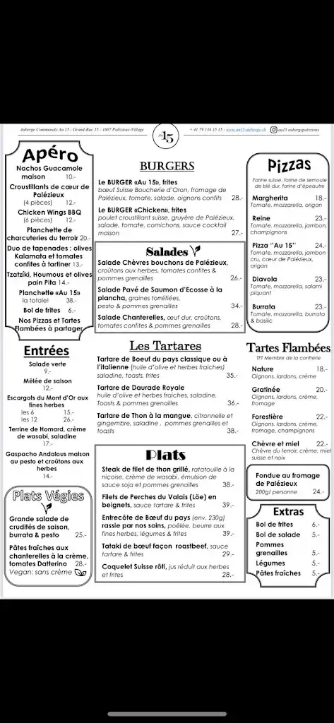 Menu_Au 15 Auberge Communale_Palézieux_image_1