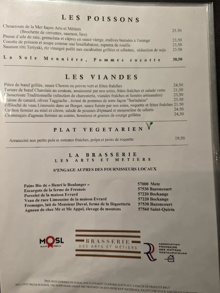 Menu_Les Arts et Métiers_Metz_image_1