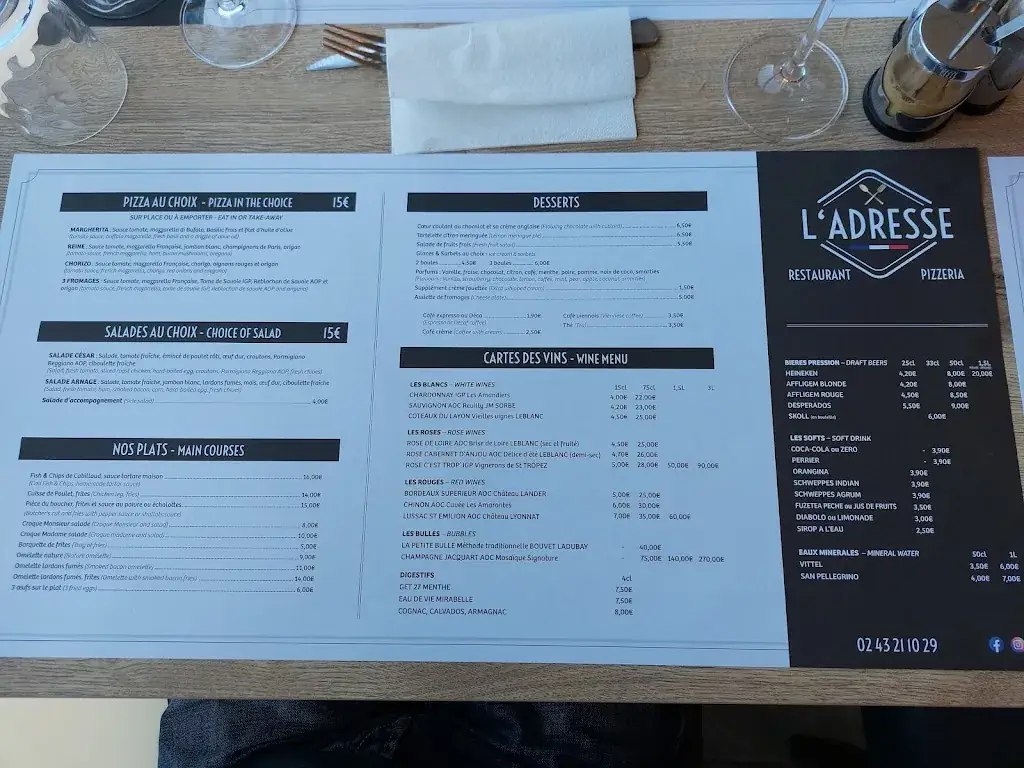 Menu_L'ADRESSE - Restaurant à Arnage_Arnage_image_1