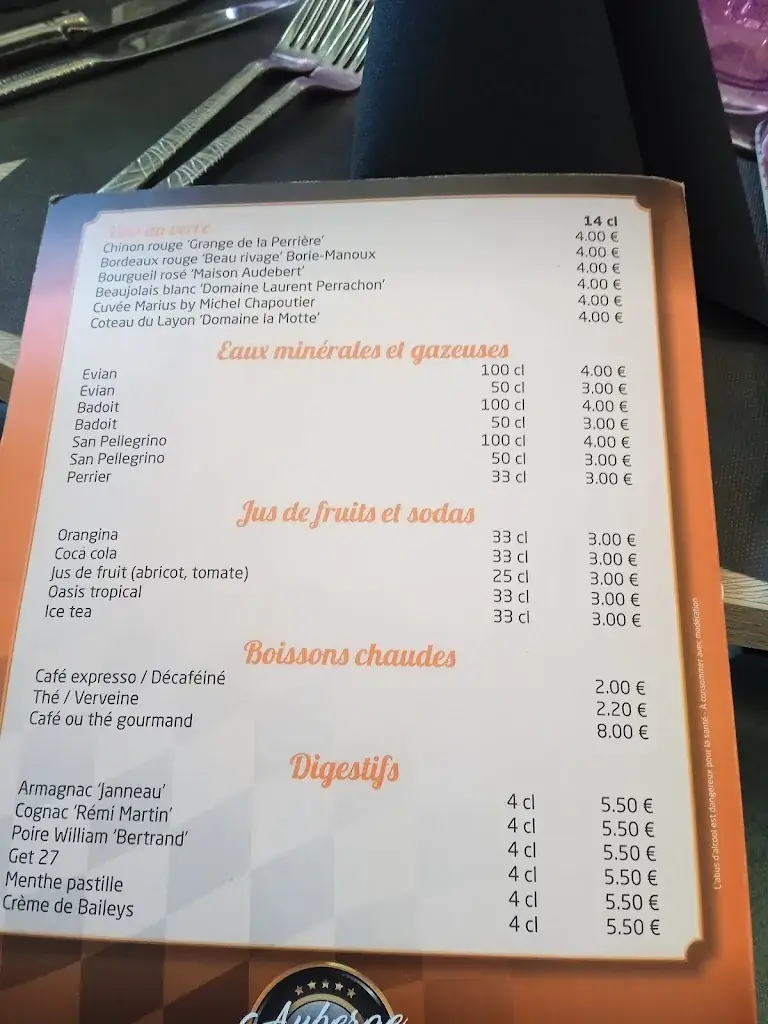 Menu_Auberge Des Hunaudieres_Ruaudin_immagine_1