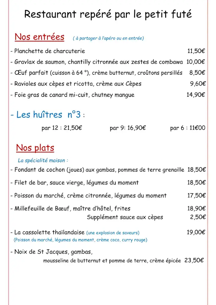 Menu_Cote Et Plaisance restaurant Pornic_Pornic_image_2