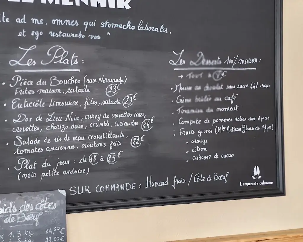 Menu_Restaurant Le Menhir_Avrillé_image_2