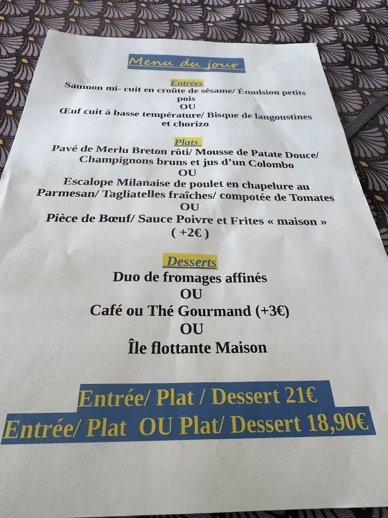 Menu_RESTAURANT LA PIERRE PERCEE_Divatte-sur-Loire_image_1