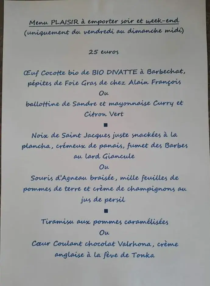 Menu_RESTAURANT LA PIERRE PERCEE_Divatte-sur-Loire_image_4