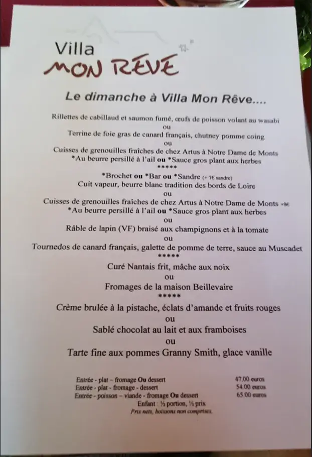 Menu_Villa Mon Reve_Basse-Goulaine_image_2