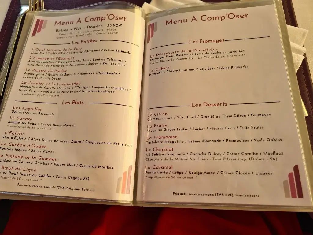 Menu_Restaurant La Table Des Bons Vivants - Sainte Luce, Nantes_Sainte-Luce-sur-Loire_image_1