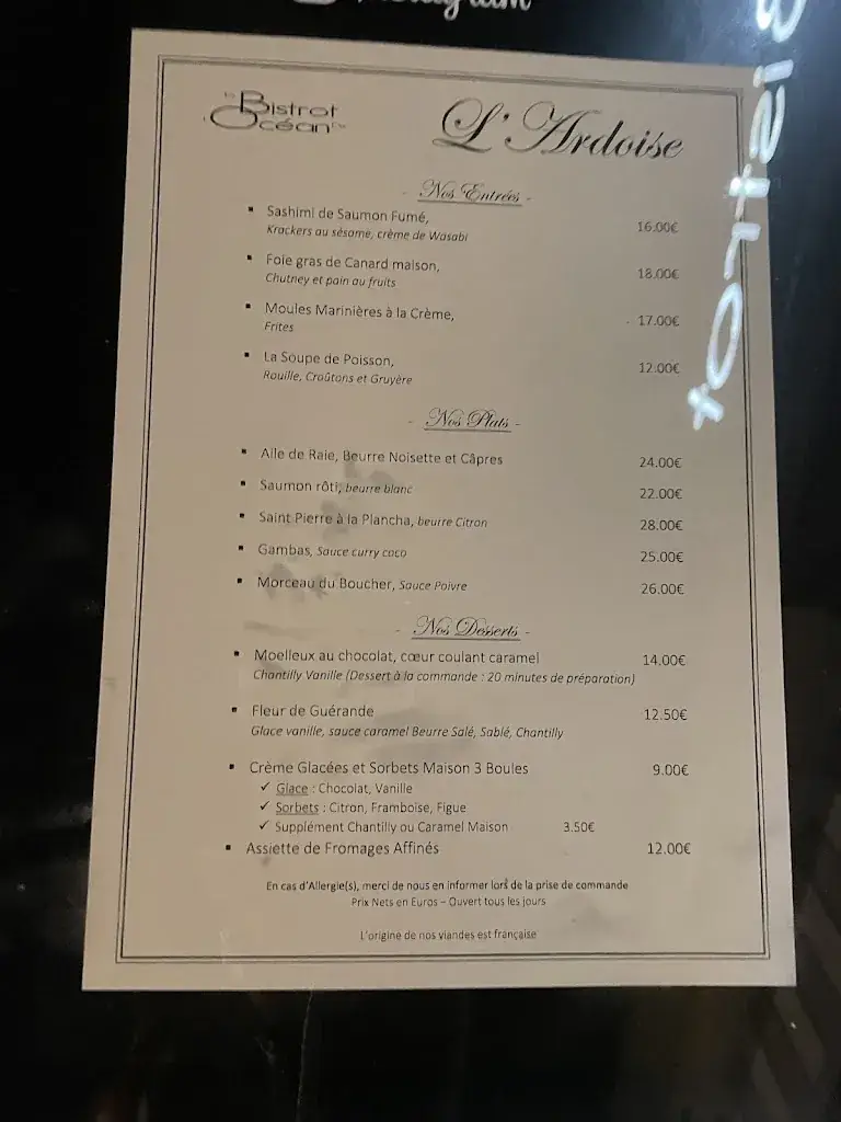 Menu_Restaurant l'Océan & Bistrot_Croisic_immagine_3