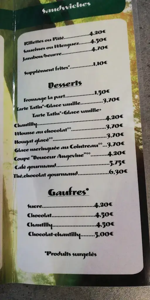 Menu_Restaurant La Forêt_Beaulieu-sur-Layon_image_1