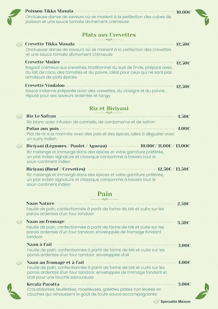 Menu_Le Safran - Restaurant Indien & Bar_Bessé-sur-Braye_image_2
