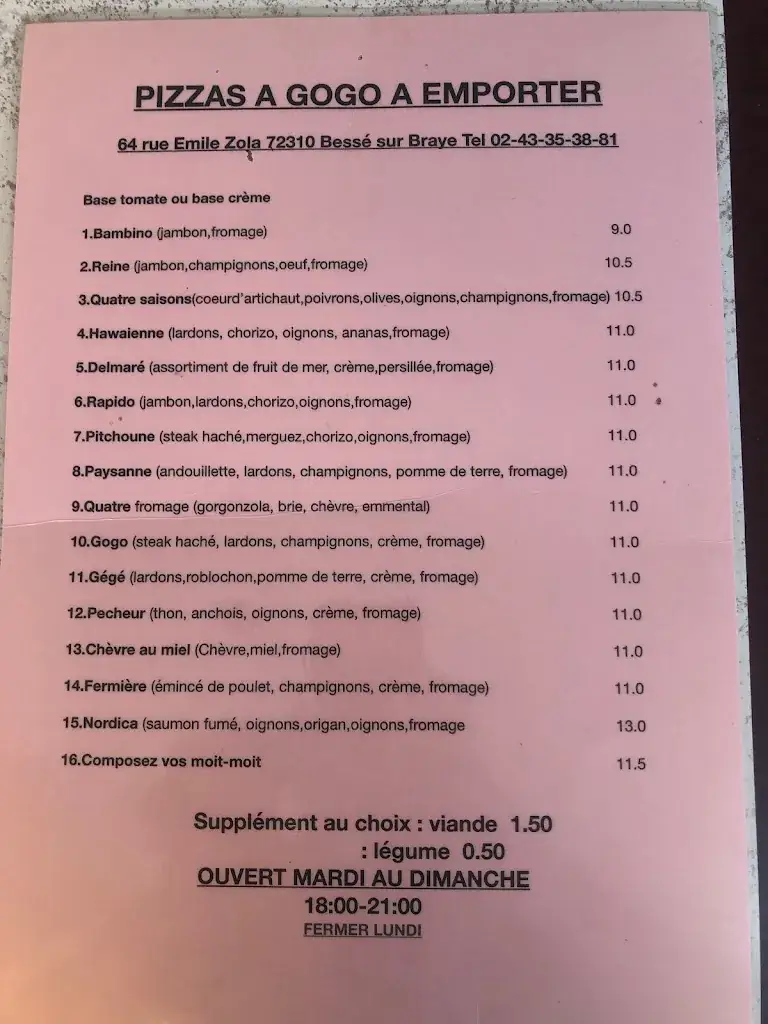 Menu_Pizza à Gogo Restaurant_Bessé-sur-Braye_image_2