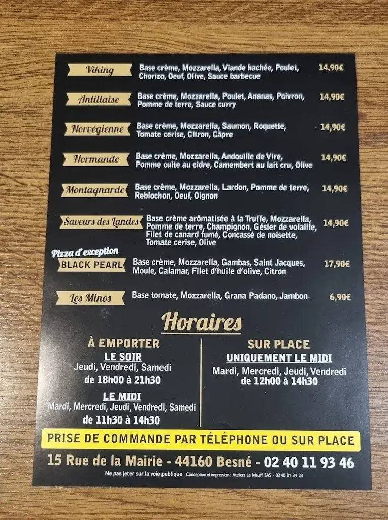 Menu_Pizzeria Le bon temps_Besné_immagine_1