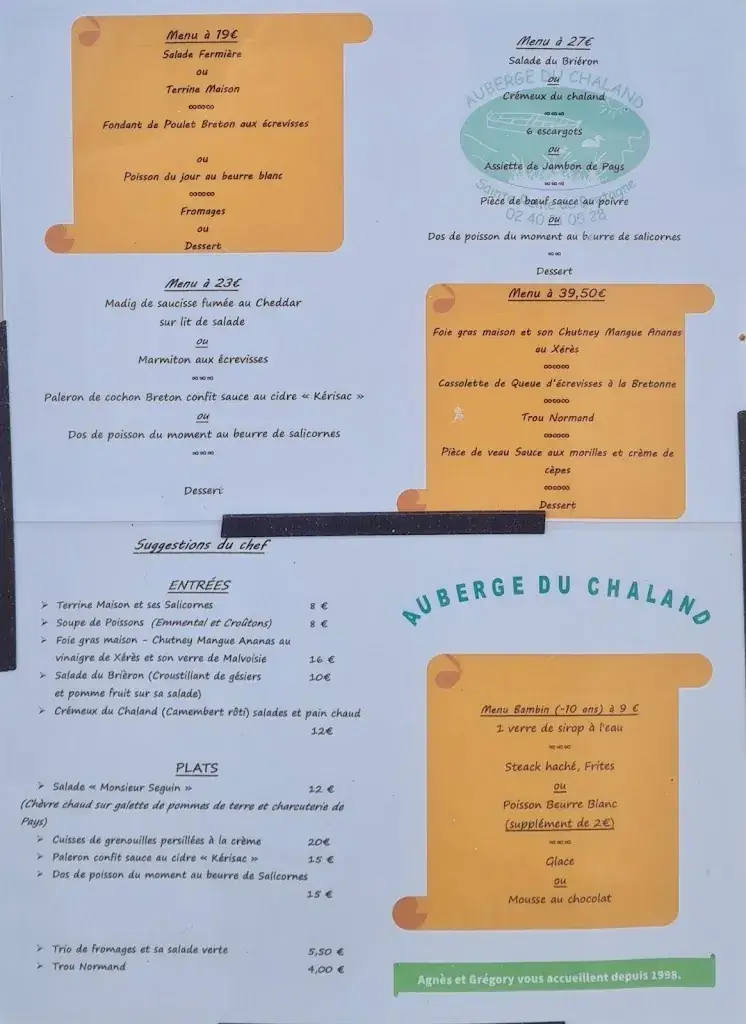 Menu_Auberge du Chaland_Sainte-Reine-de-Bretagne_immagine_1