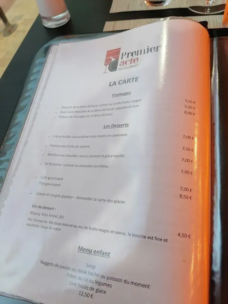 Menu_Premier acte restaurant_Villefranche-sur-Saône_immagine_3