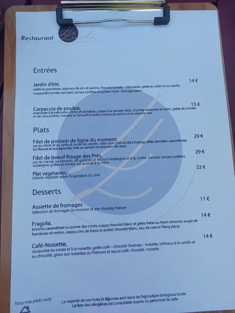 Menu_Restaurant La Luciole_Loire-Authion_image_1