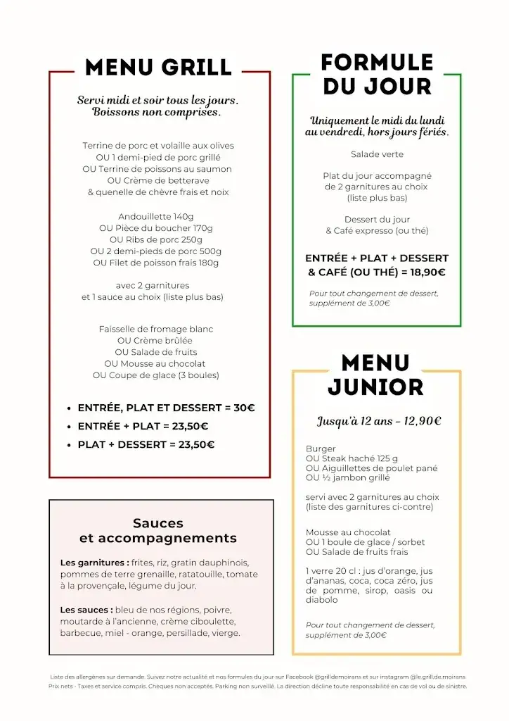 Menu_Restaurant Le Grill De Moirans_Moirans_immagine_1