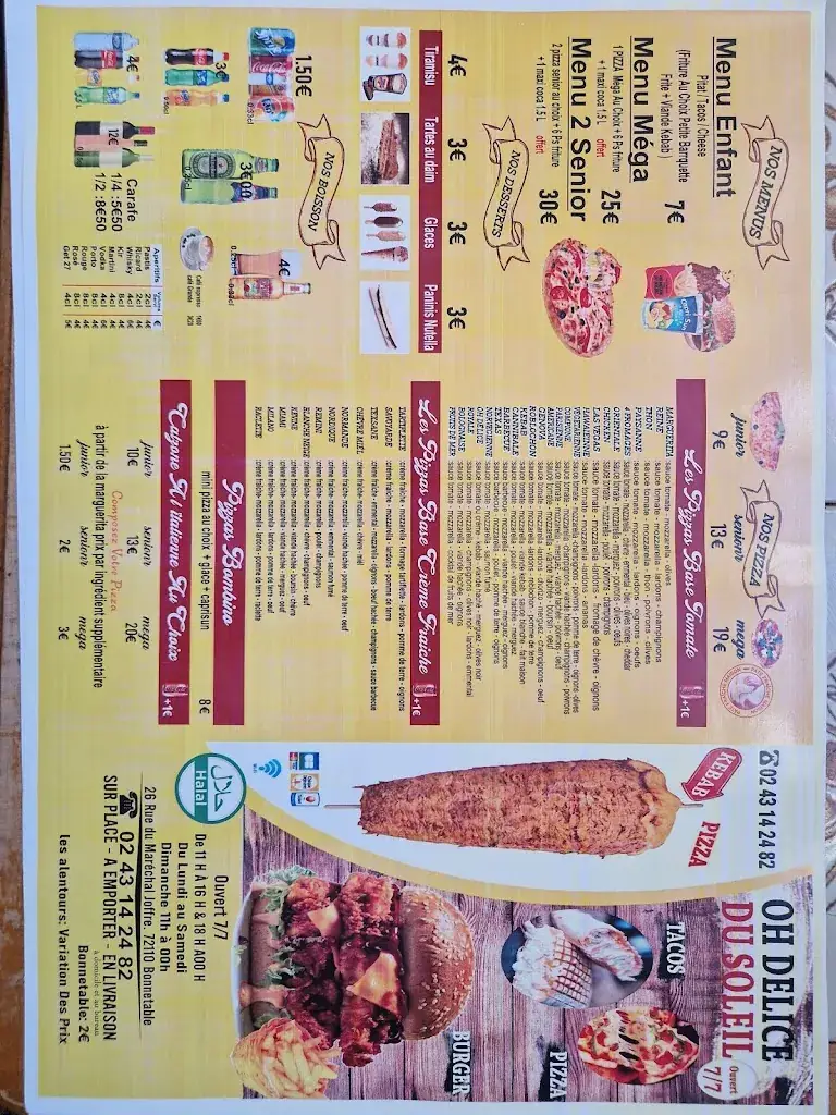 Menu_Oh Delices Du Soleil_Bonnétable_image_2