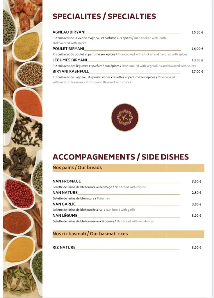 Menü_RESTAURANT KASHFULL INDIEN_Blain_Bild_4