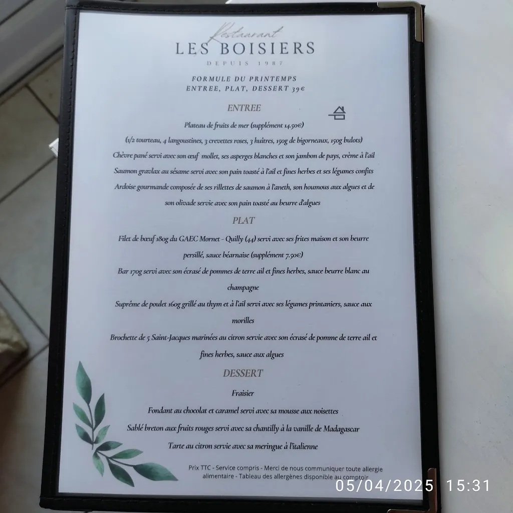 Menu_Restaurant les Boisiers_Blain_image_3