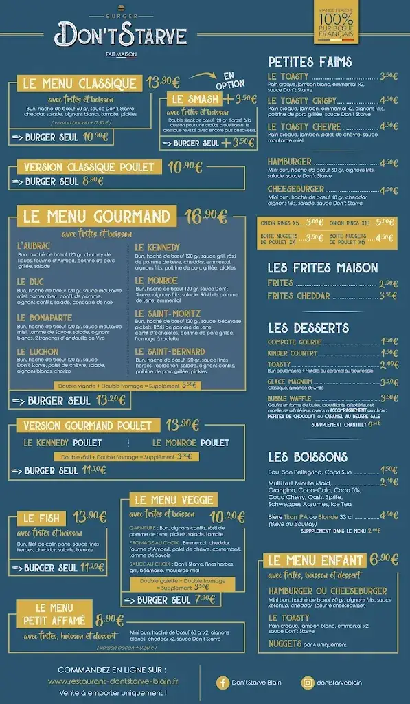 Menu_Don'tStarve Blain Burgers frais et Maison_Blain_image_1