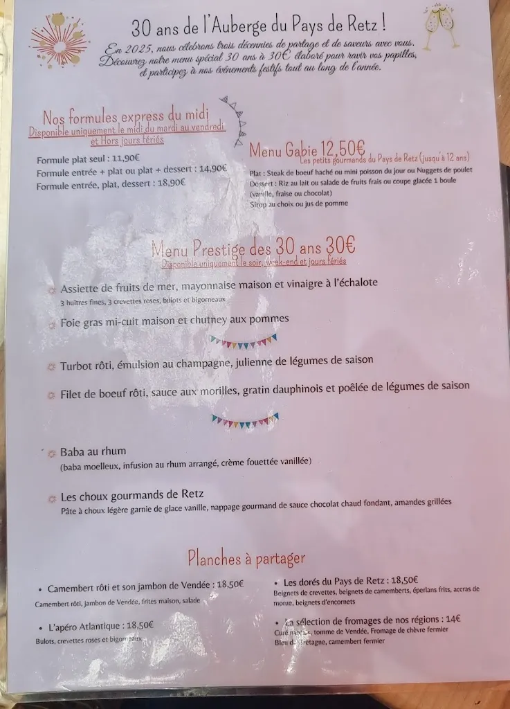 Menu_Restaurant l'auberge Du Pays De Retz Caterer Séminaire Mariage_Port-Saint-Père_image_4