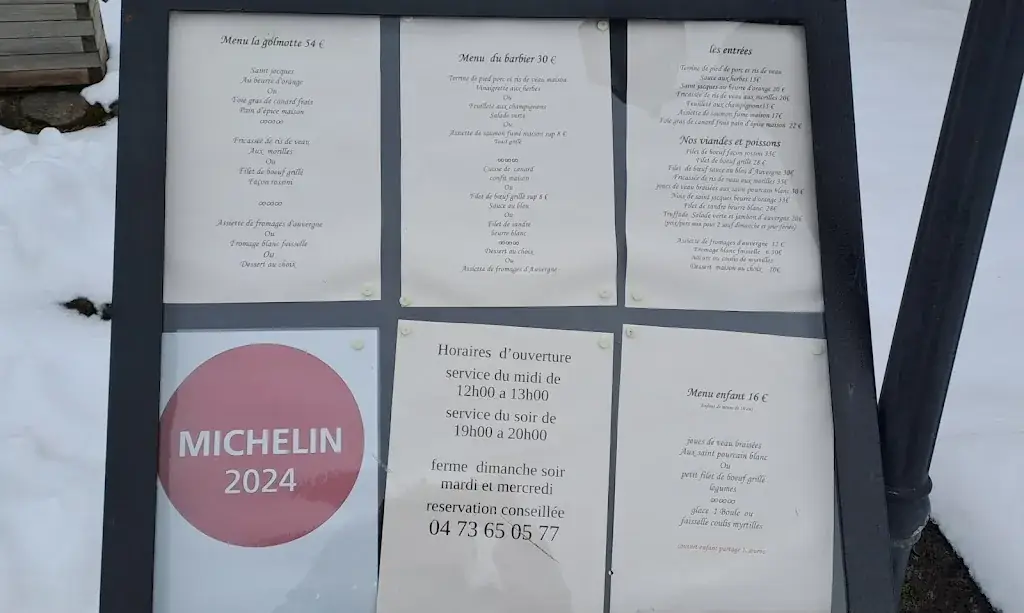 Menu_Auberge de la golmotte_Mont-Dore_image_1