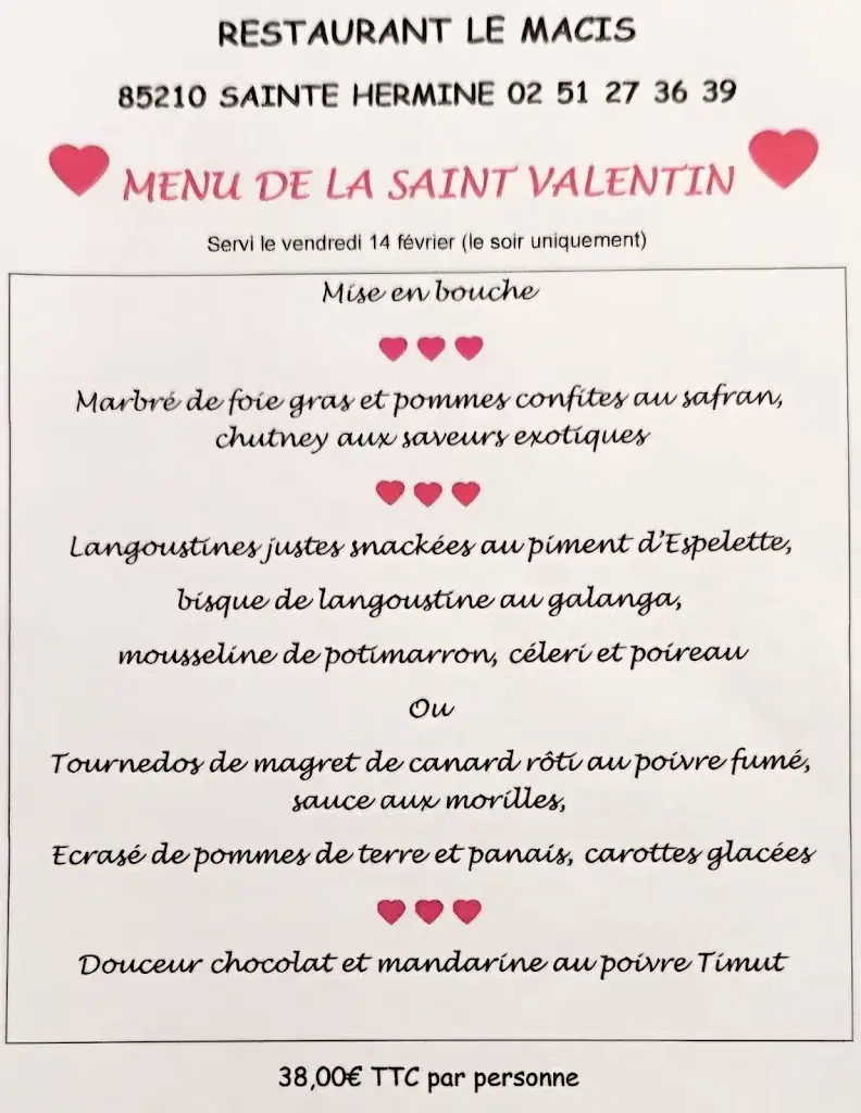 Menu_restaurant le macis_Sainte-Hermine_image_1