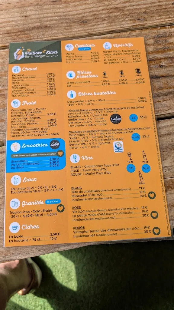 Menu_La paillote d'Eliott_Bretignolles-sur-Mer_image_2