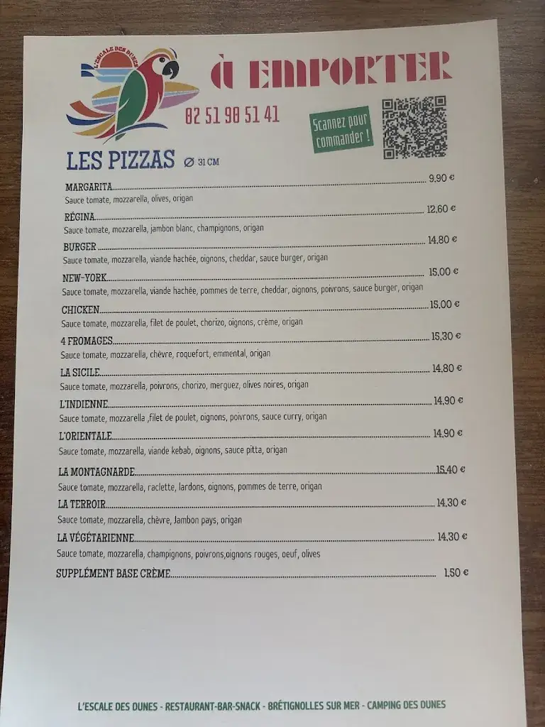 Menu_L'Escale des Dunes_Bretignolles-sur-Mer_image_3