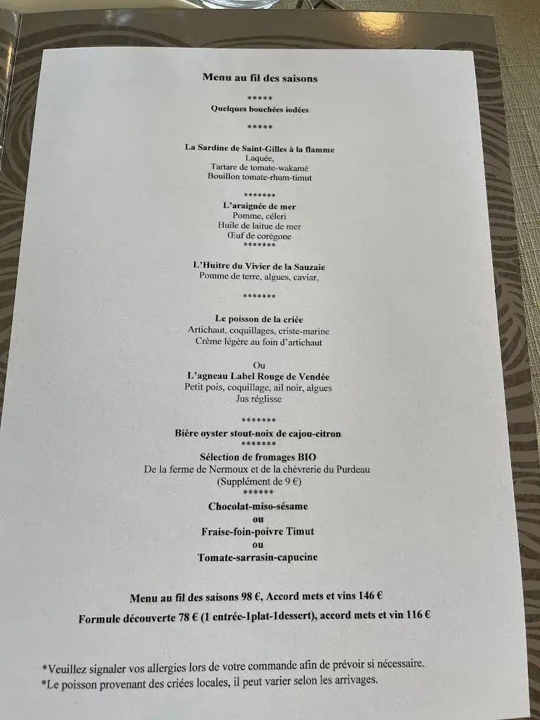 Menu_Restaurant J.M Perochon_Bretignolles-sur-Mer_image_1