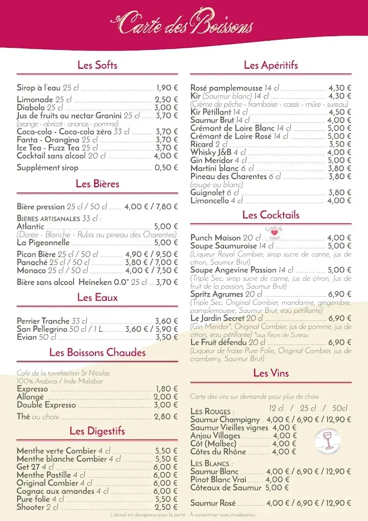Menu_Restaurant La Calèche_Saumur_image_1