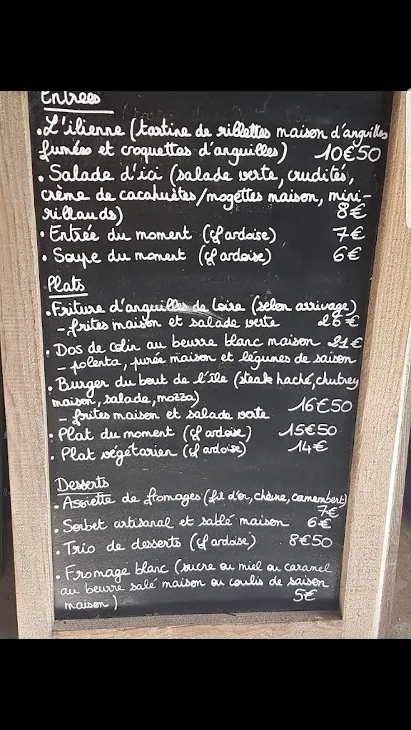Menu_Guinguette et hébergement touristique Au Bout de l'île - Restaurant, gîte, chambres d'hôtes, yourtes et toue cabanée _Mauges-sur-Loire_image_1