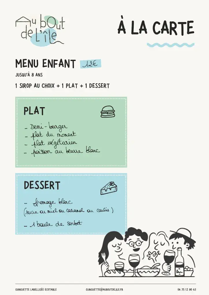 Menu_Guinguette et hébergement touristique Au Bout de l'île - Restaurant, gîte, chambres d'hôtes, yourtes et toue cabanée _Mauges-sur-Loire_image_3
