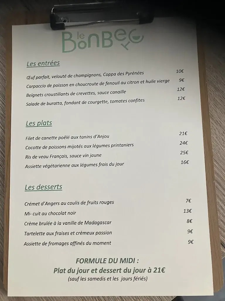 Menu_Le Bon Bec - Restaurant_Chalonnes-sur-Loire_image_1