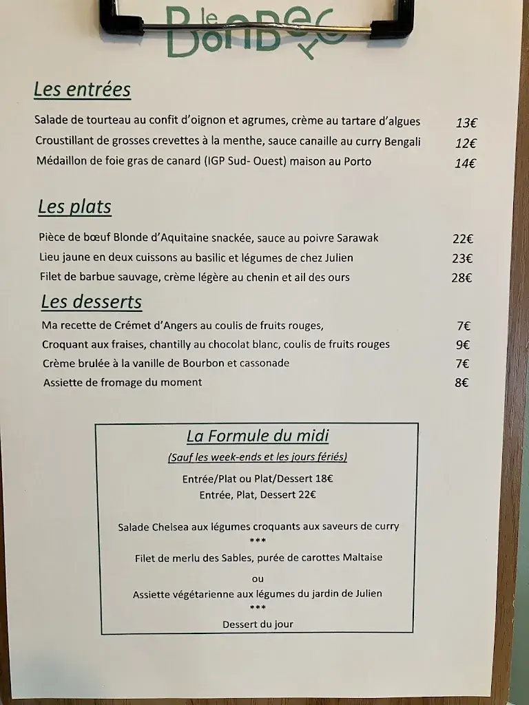 Menu_Le Bon Bec - Restaurant_Chalonnes-sur-Loire_image_2