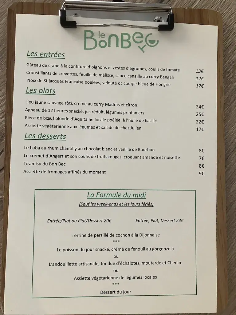 Menu_Le Bon Bec - Restaurant_Chalonnes-sur-Loire_image_3