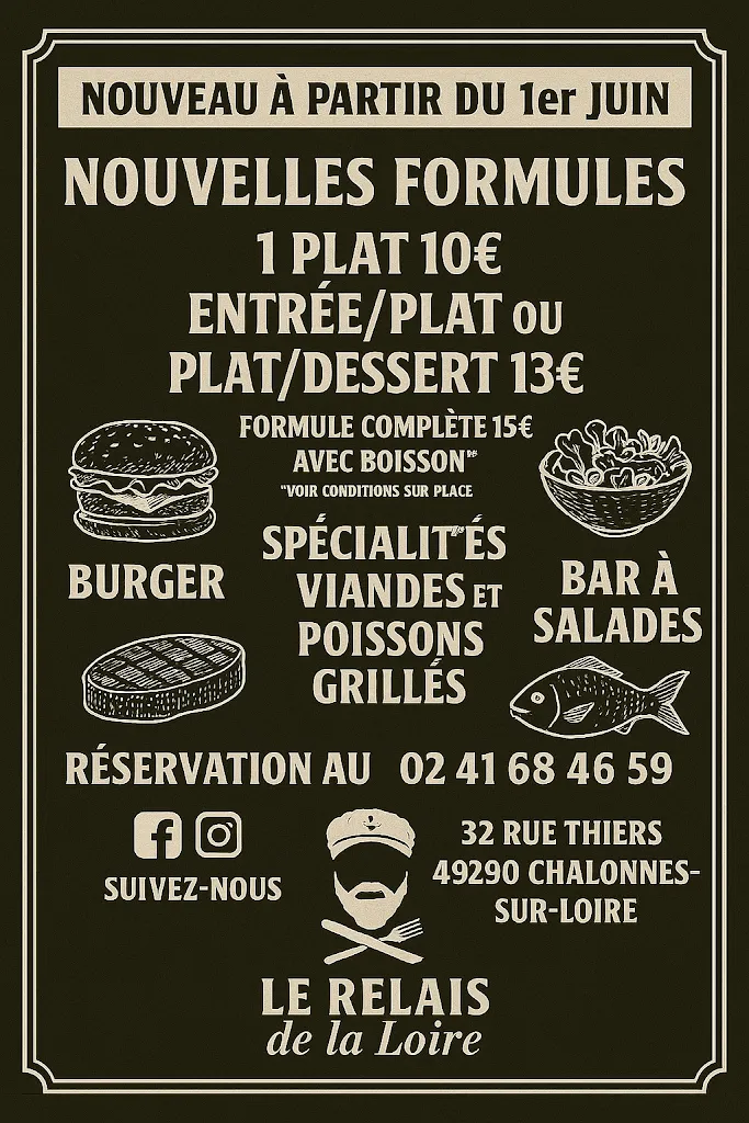 Menu_Le relais de la Loire - Restaurant du midi - Bistrot - Traiteur - Chalonnes-sur-Loire_Chalonnes-sur-Loire_image_1