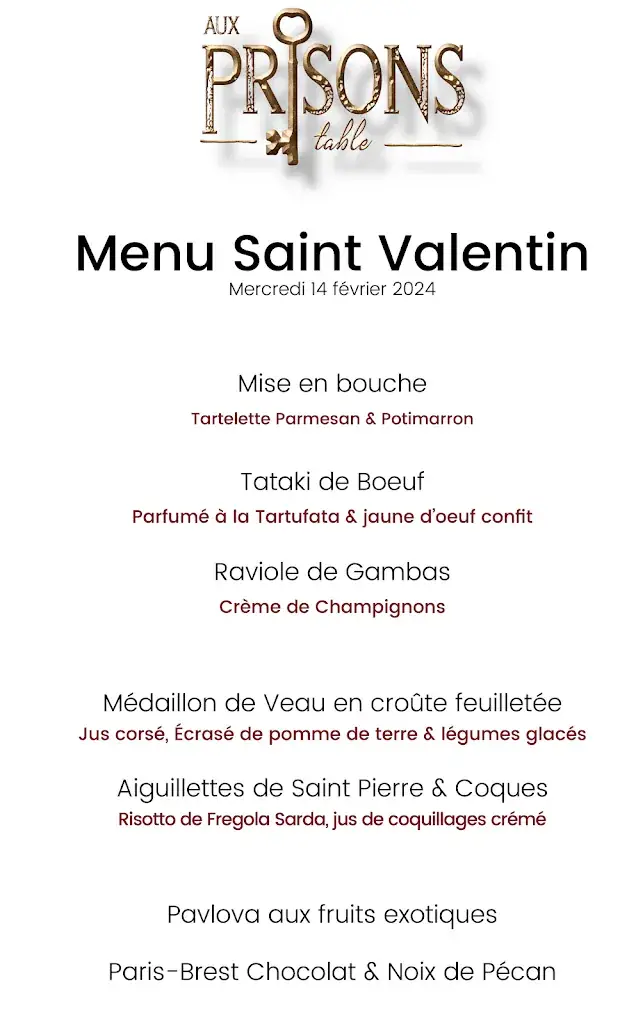 Menu_Restaurant Aux Prisons de Montagny_Montagny_image_1