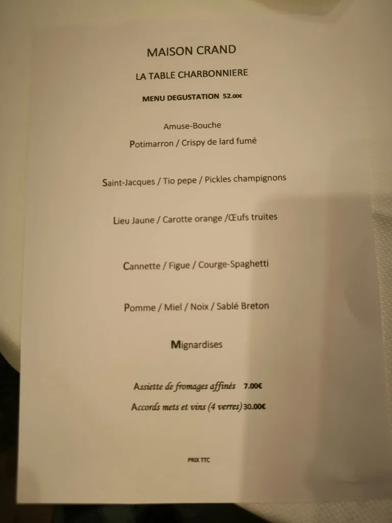 Menu_Maison Crand - Bistrot de la Forge - La Charbonnière_d'Anjou_image_2
