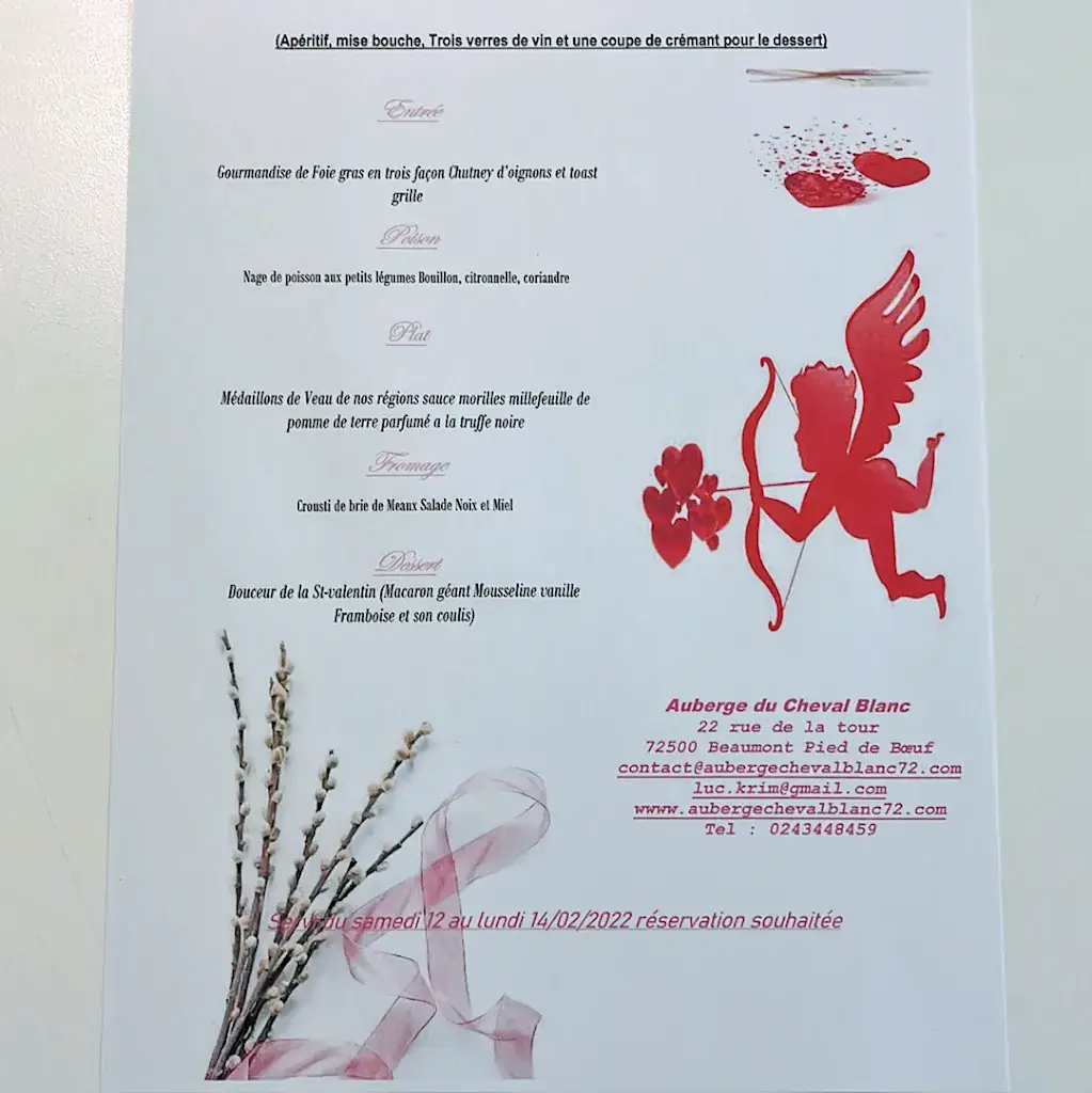 Menu_Auberge du Cheval Blanc_Beaumont-Pied-de-Bœuf_image_2
