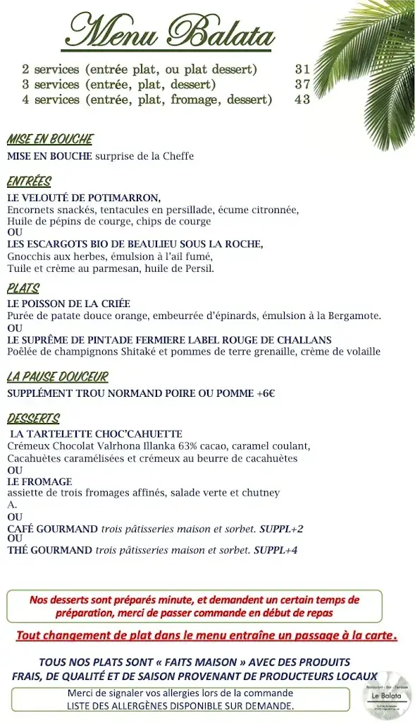 Menu_Restaurant Le Balata_L'Aiguillon-sur-Vie_immagine_4