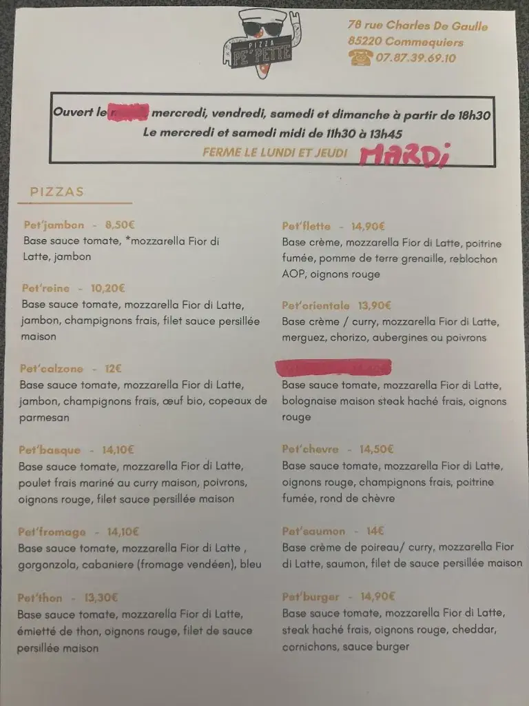 Menu_PIZZA PE'PETTE COMMEQUIERS_Commequiers_image_1