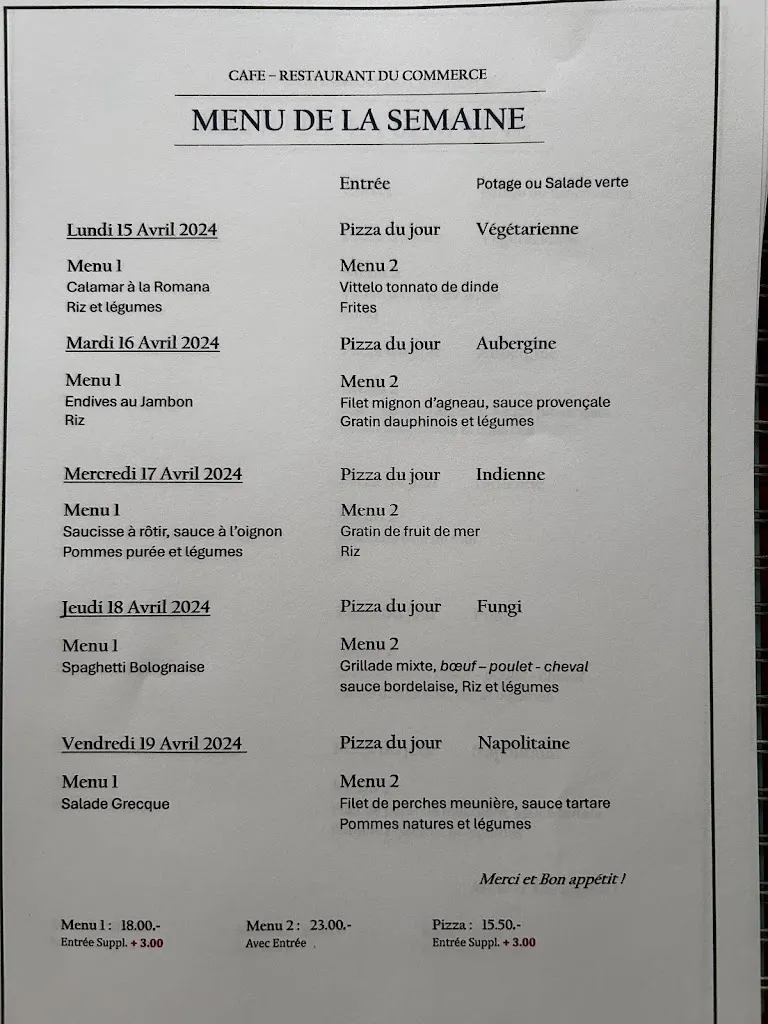 Menu_Café Restaurant du Commerce_Vevey_image_1
