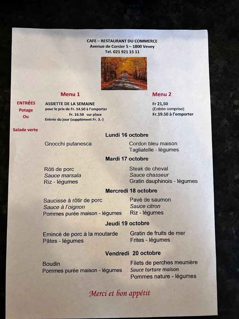 Menu_Café Restaurant du Commerce_Vevey_image_2