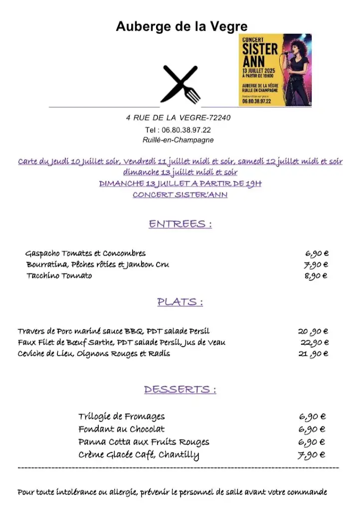 Menu_Auberge de la Vegre Ruille en Champagne_Ruillé-en-Champagne_image_2