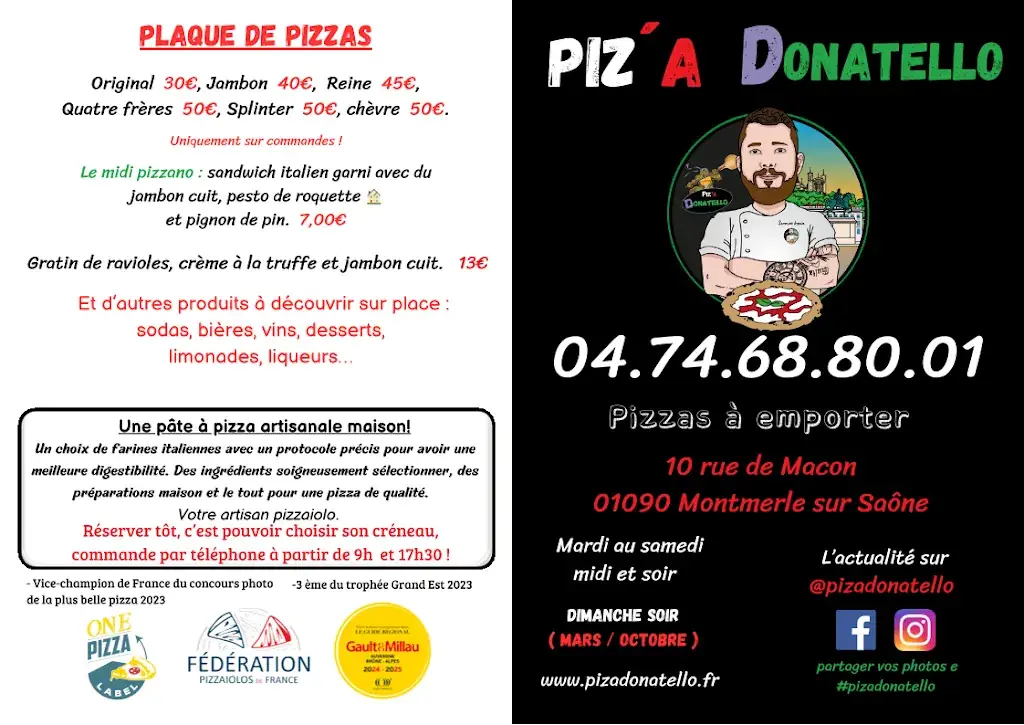 Menu_Piz'a Donatello_Montmerle-sur-Saône_immagine_2