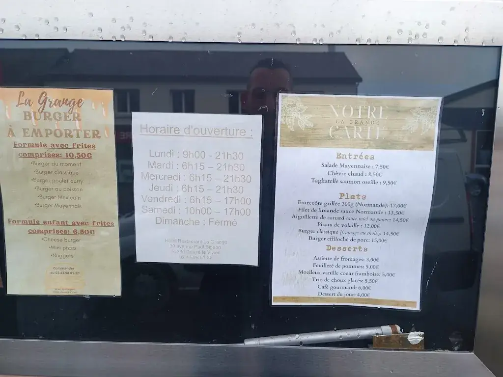 Menu_Hôtel Restaurant la Grange_Cossé-le-Vivien_image_2