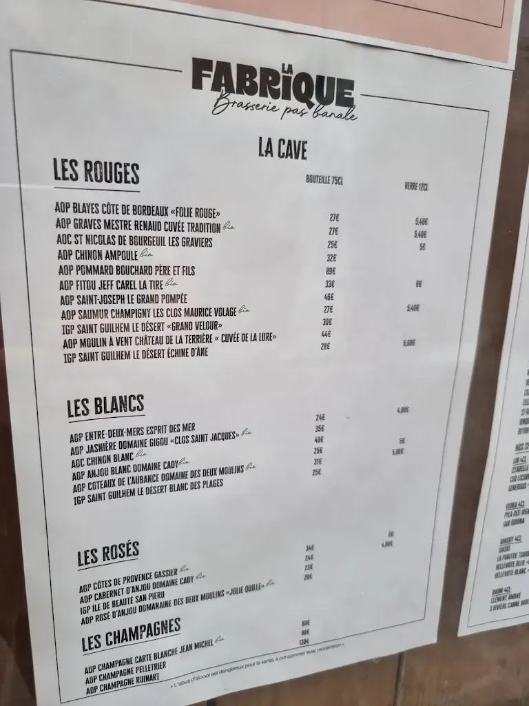 Menu_La Fabrique Brasserie pas banale_Mans_image_3